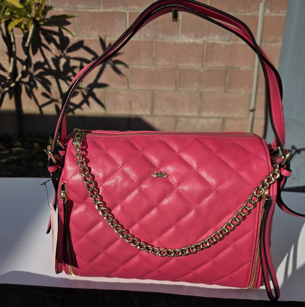 Juicy Couture Pink Quilted Chain Satchel Bag